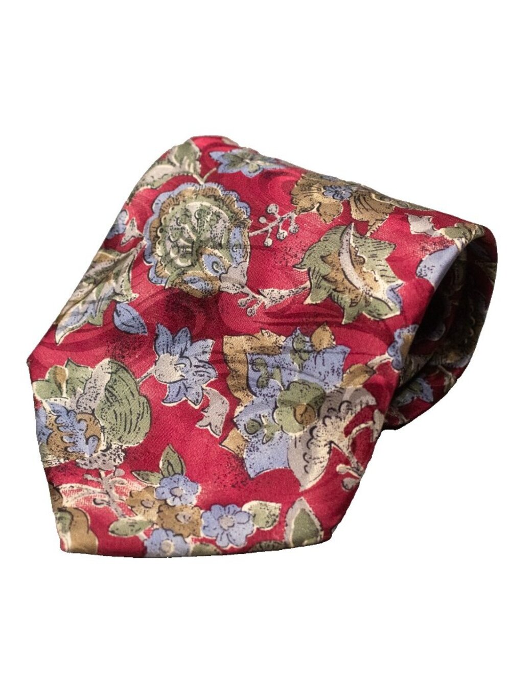 Vintage London Fog Tie 100% Silk Floral Print Satin Made in Canada 4"